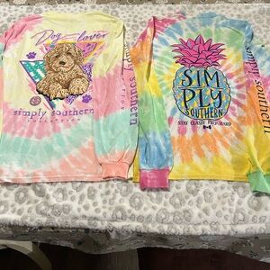 Simply Southern Pastel Tie-Dye Long Sleeve Shirts NEW